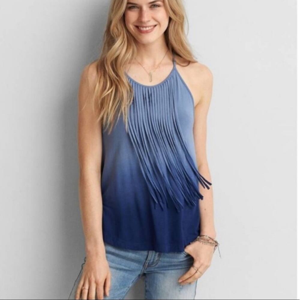 American Eagle Outfitters Soft & Sexy Ombré Fringe Tank Top